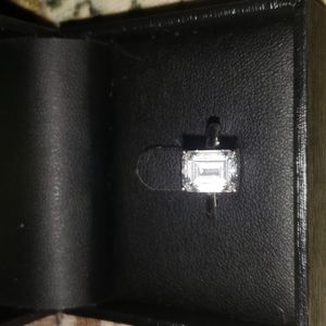 Emerald cut Cubic zirconia sterling silver size4